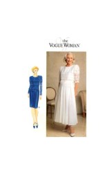9476 VOGUE SHORT - LONG SLEEVES STRAIGHT - FLARE DRESS LENGTHS, OVERLAY PATTERN 12-16;18-22 UNCUT